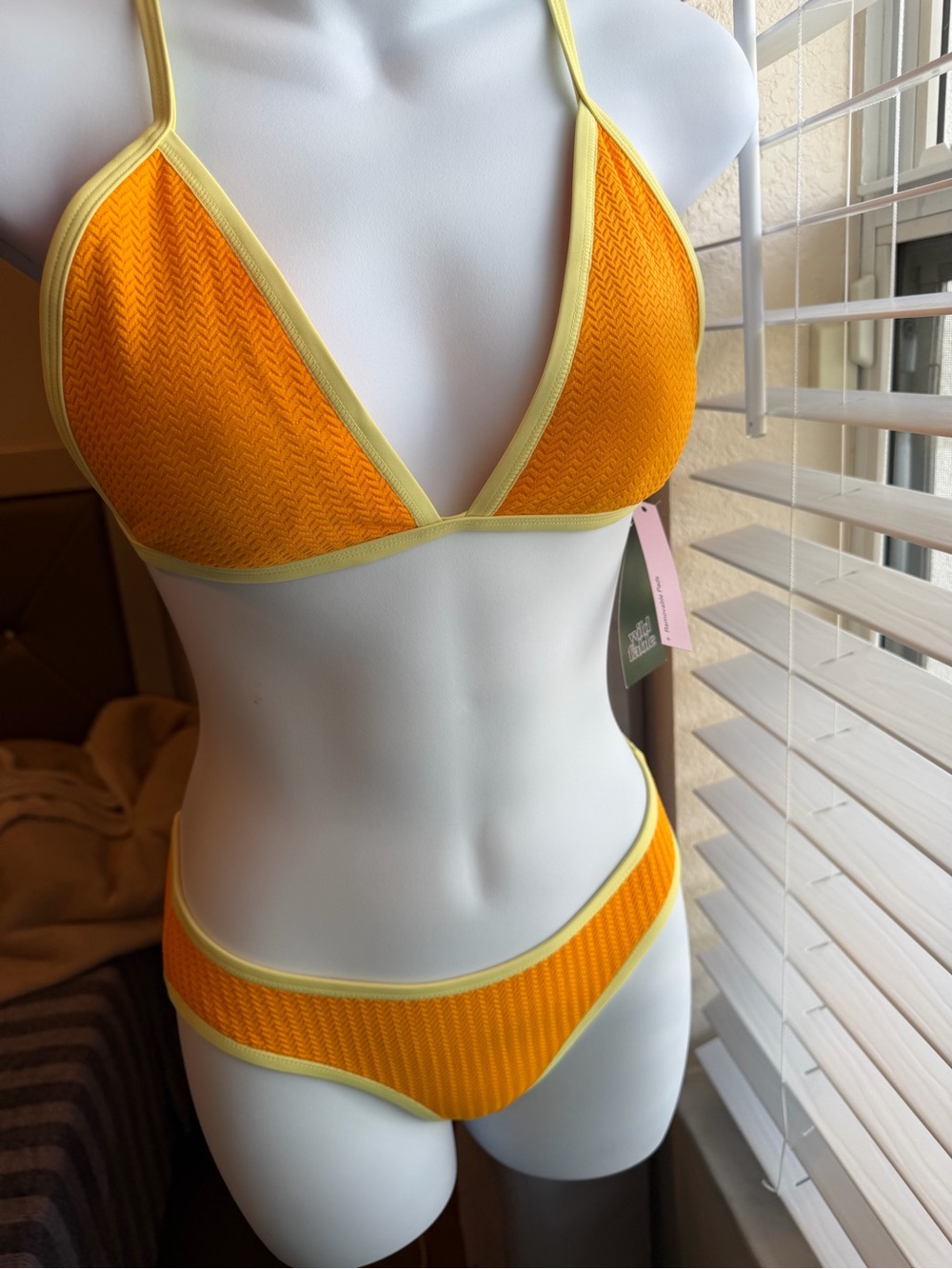 wild fable Orange Bikini with Pale Yellow Trim